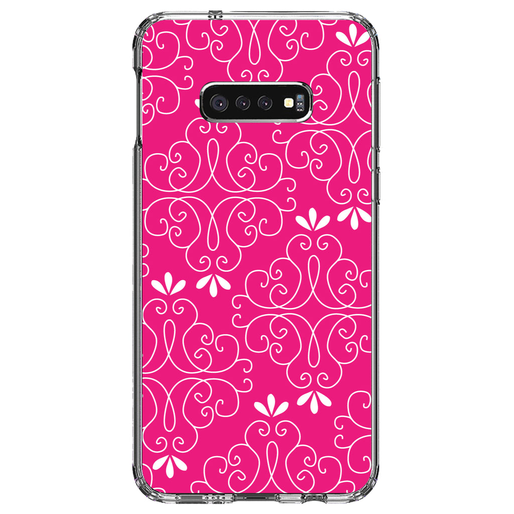 Neon Pink White Floral Clear Shockproof iPhone Case, view 18