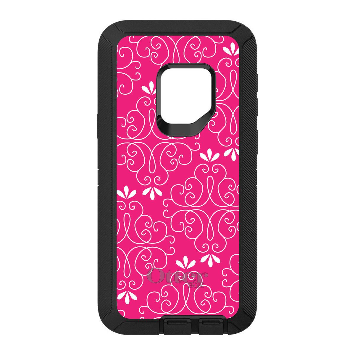 Neon Pink White Floral OtterBox Defender Case for iPhone & Galaxy, view 11