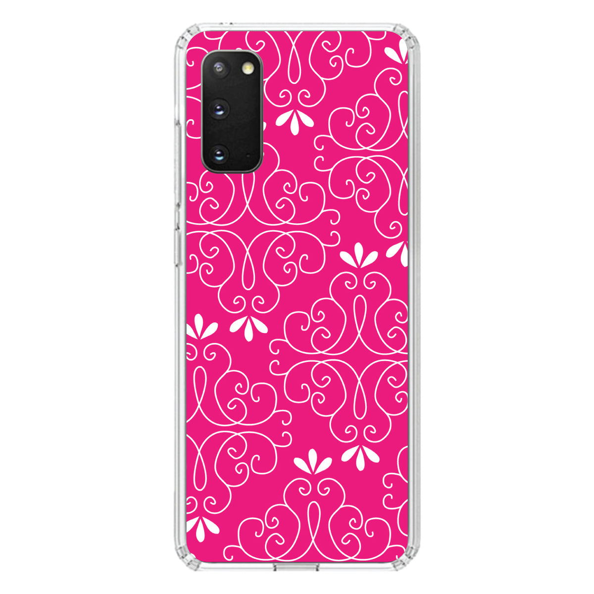 Neon Pink White Floral Clear Shockproof iPhone Case, view 15