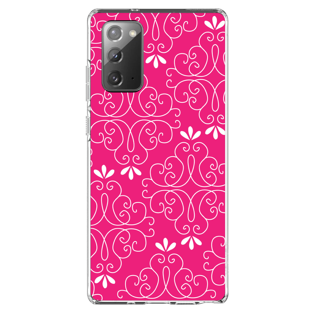 Neon Pink White Floral Clear Shockproof iPhone Case, view 8