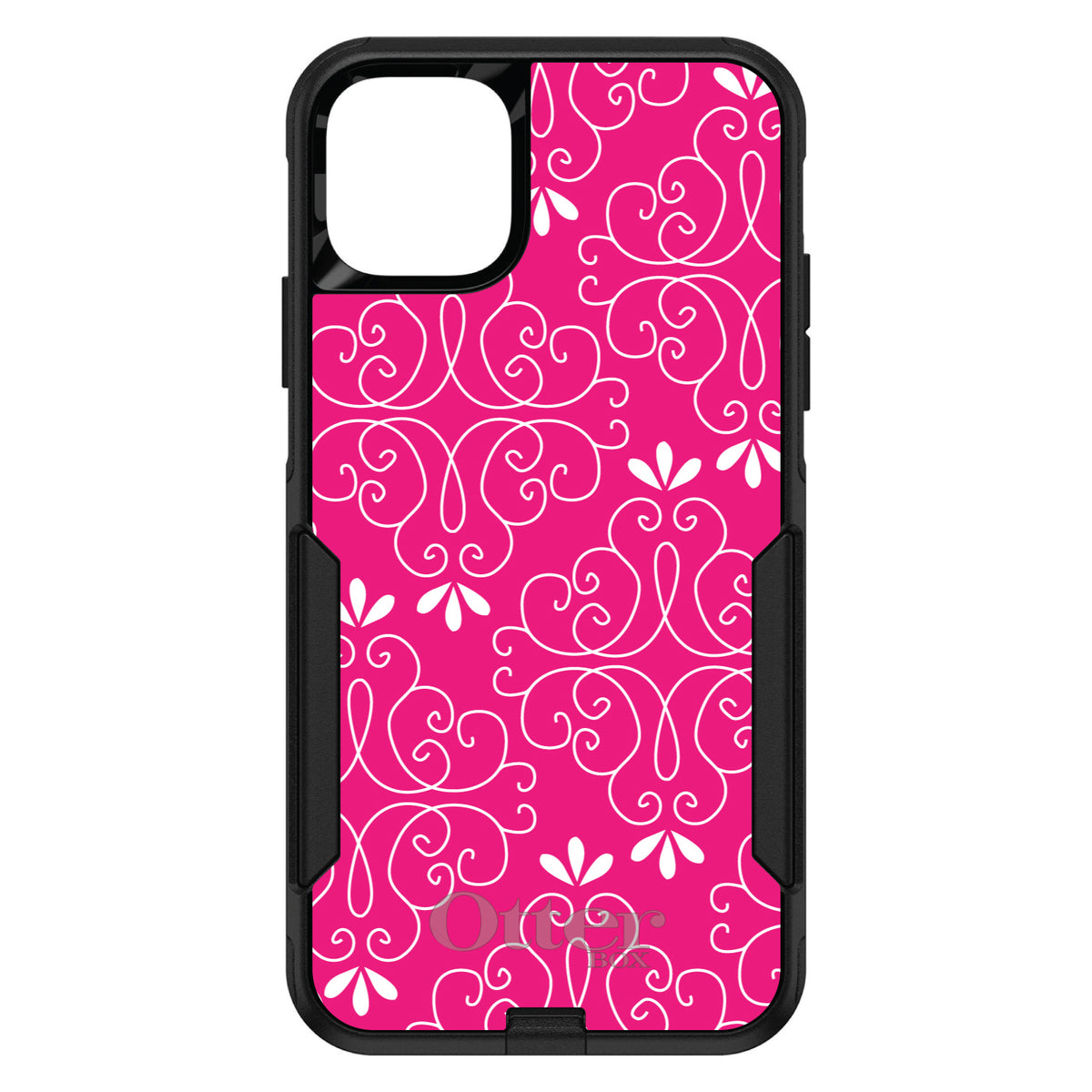 Neon Pink White Floral OtterBox Commuter Case for iPhone & Galaxy, view 2