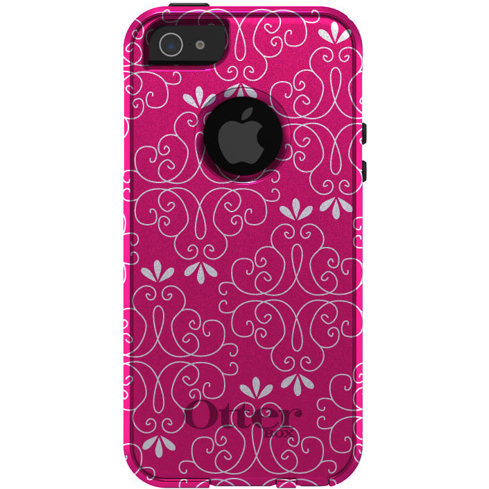 Neon Pink White Floral OtterBox Commuter Case for iPhone & Galaxy, view 5