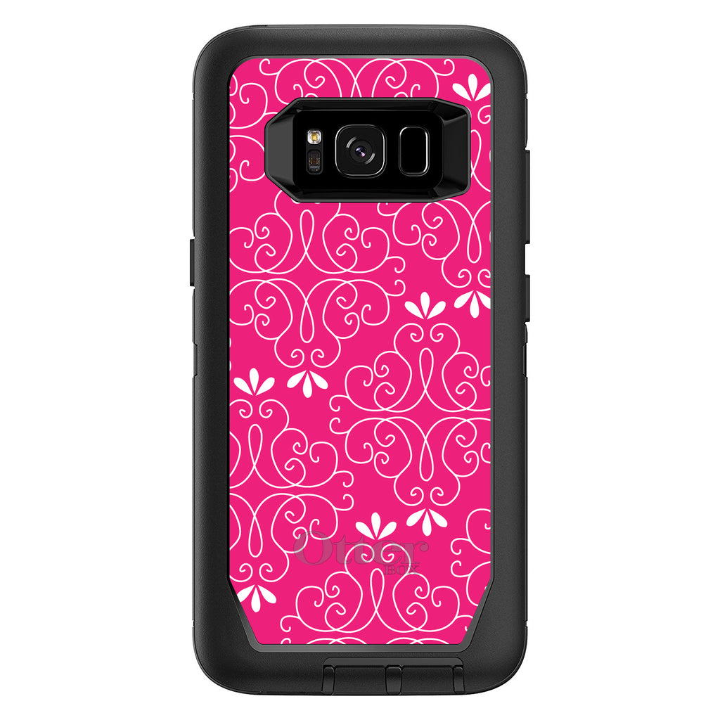 Neon Pink White Floral OtterBox Defender Case for iPhone & Galaxy, view 12