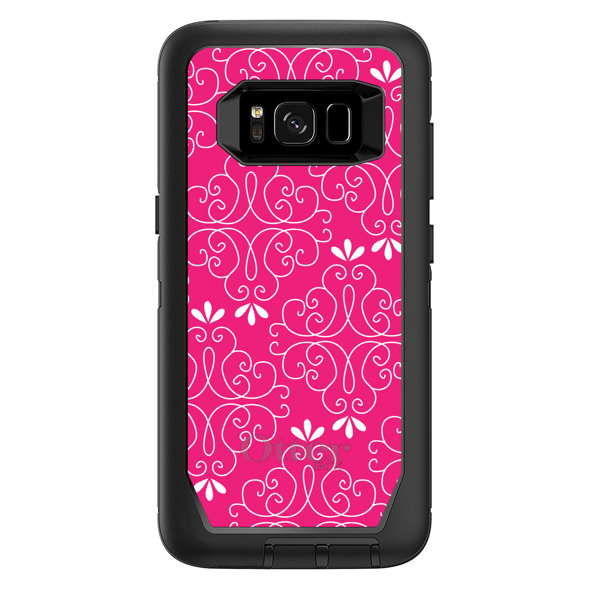 Neon Pink White Floral OtterBox Defender Case for iPhone & Galaxy, view 12