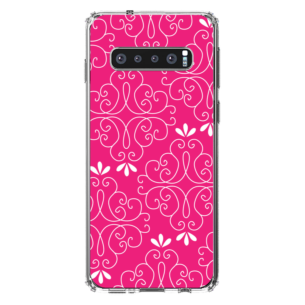 Neon Pink White Floral Clear Shockproof iPhone Case, view 16