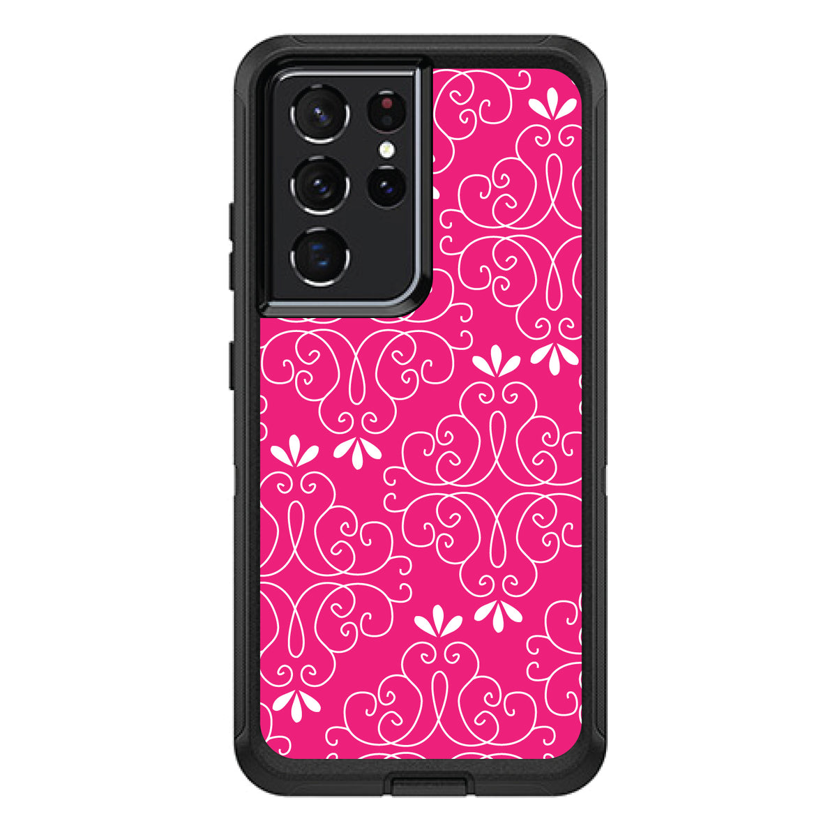Neon Pink White Floral OtterBox Defender Case for iPhone & Galaxy, view 7