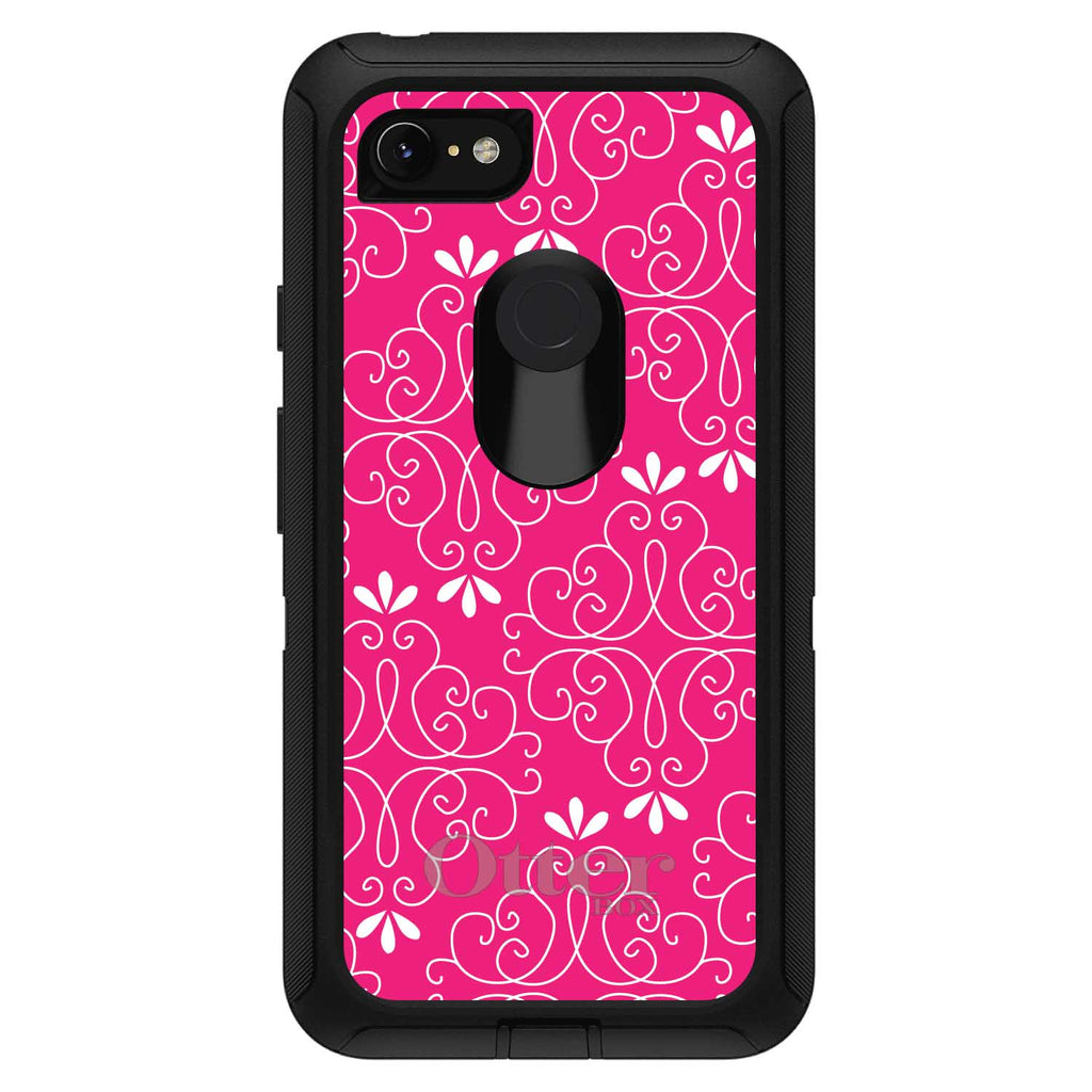 Neon Pink White Floral OtterBox Defender Case for iPhone & Galaxy, view 18