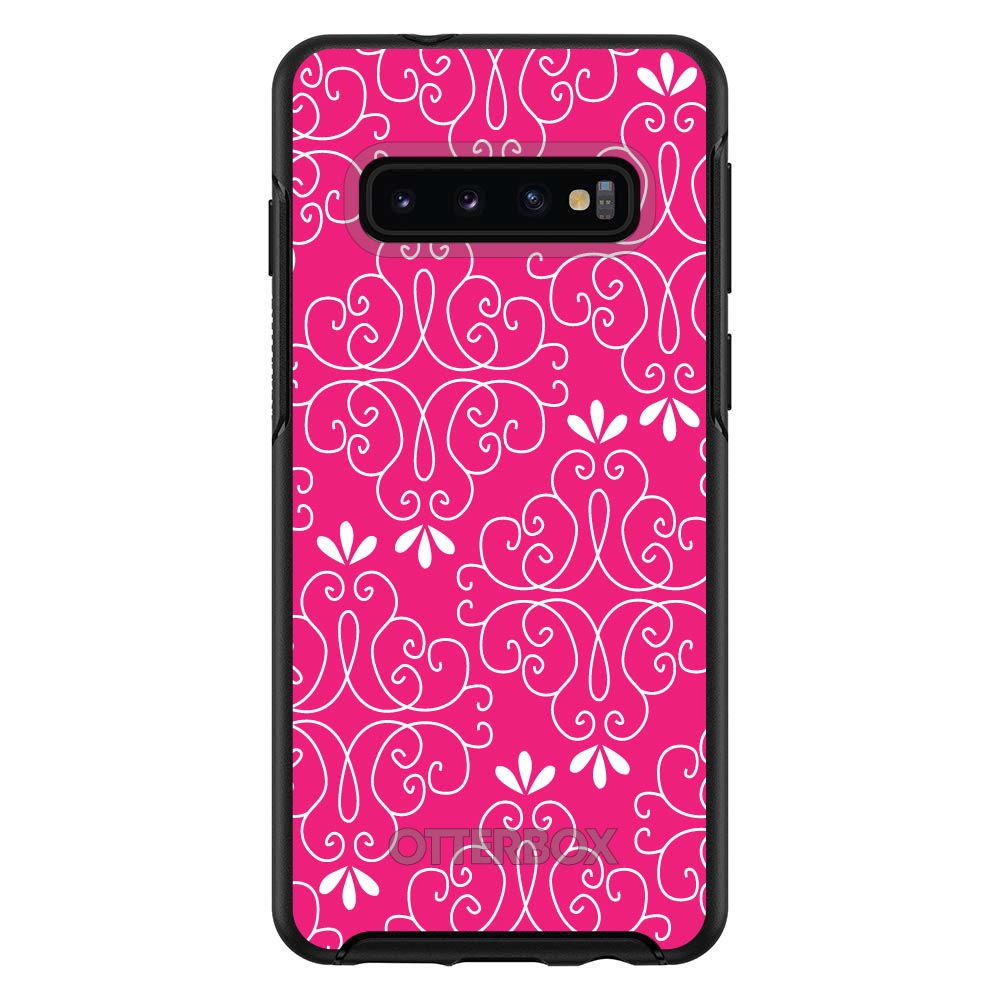 Neon Pink White Floral OtterBox Symmetry Case for iPhone & Galaxy, view 6