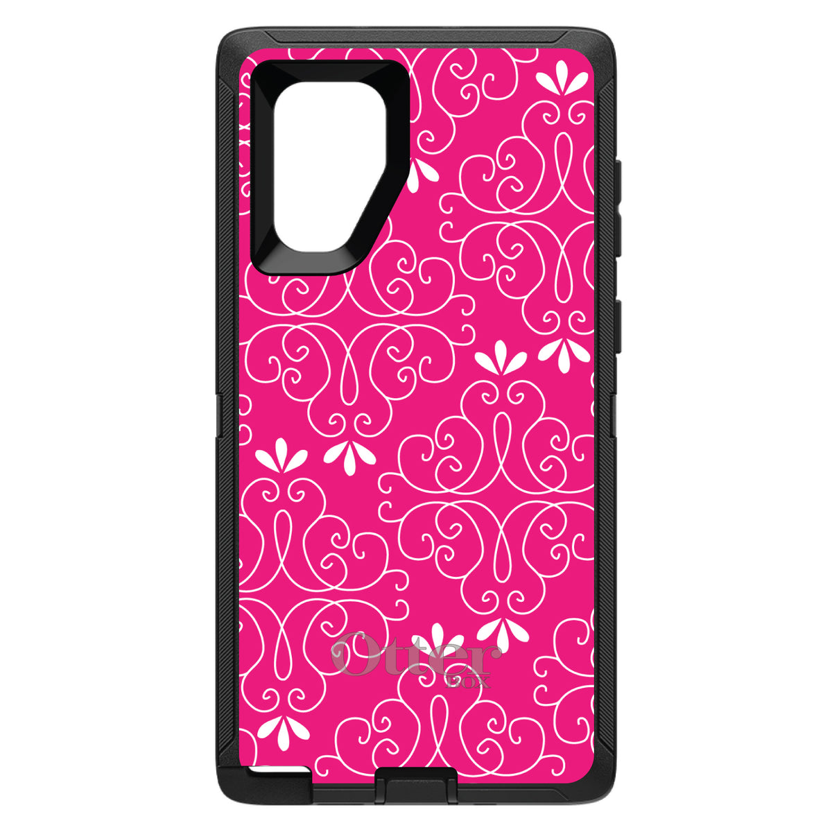 Neon Pink White Floral OtterBox Defender Case for iPhone & Galaxy, view 14