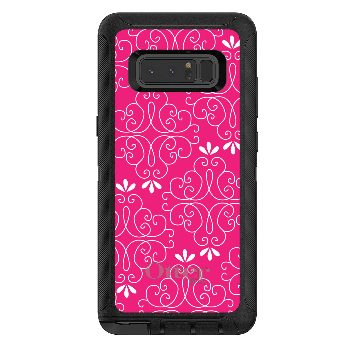 Neon Pink White Floral OtterBox Defender Case for iPhone & Galaxy, view 17