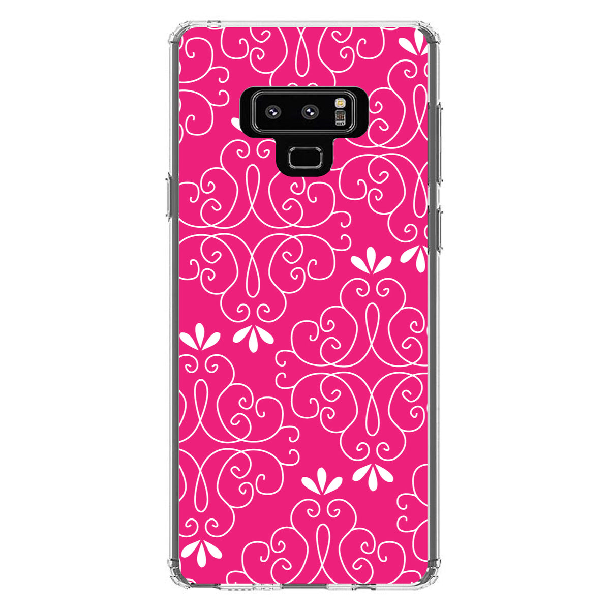 Neon Pink White Floral Clear Shockproof iPhone Case, view 11