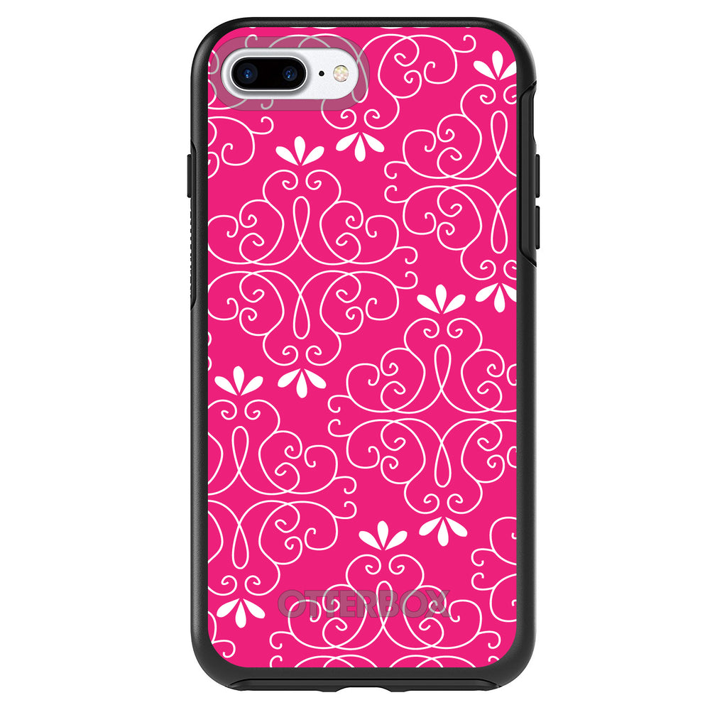 Neon Pink White Floral OtterBox Symmetry Case for iPhone & Galaxy, view 2