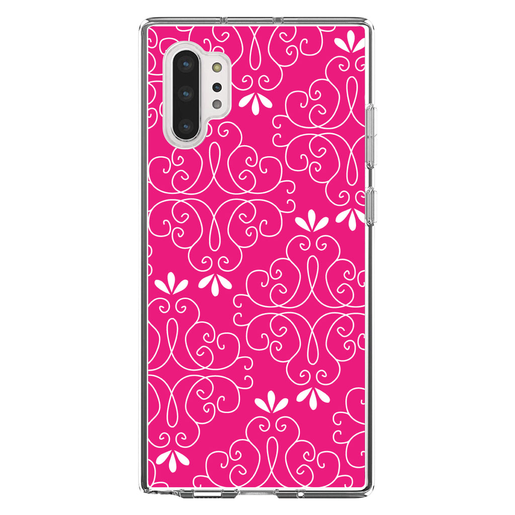 Neon Pink White Floral Clear Shockproof iPhone Case, view 10