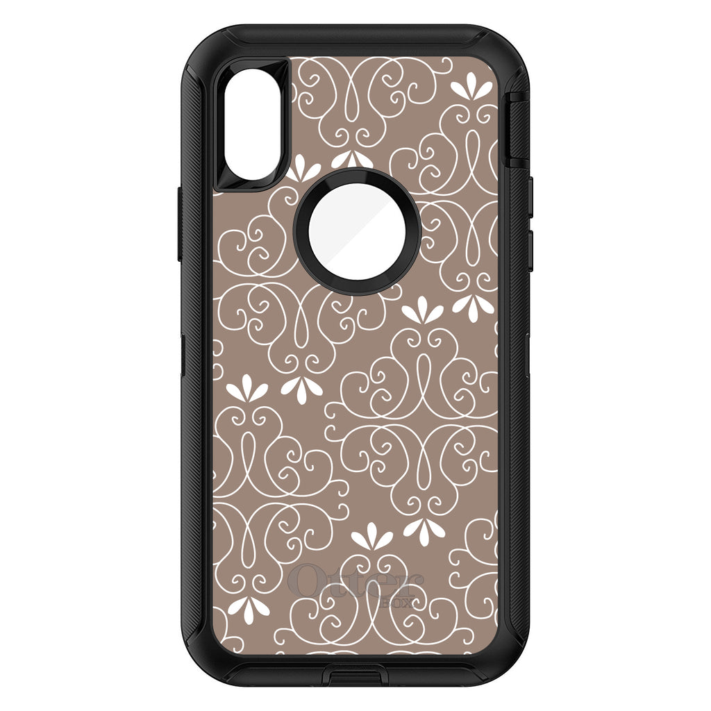 Tan White Floral OtterBox Defender Case for iPhone & Galaxy, view 3