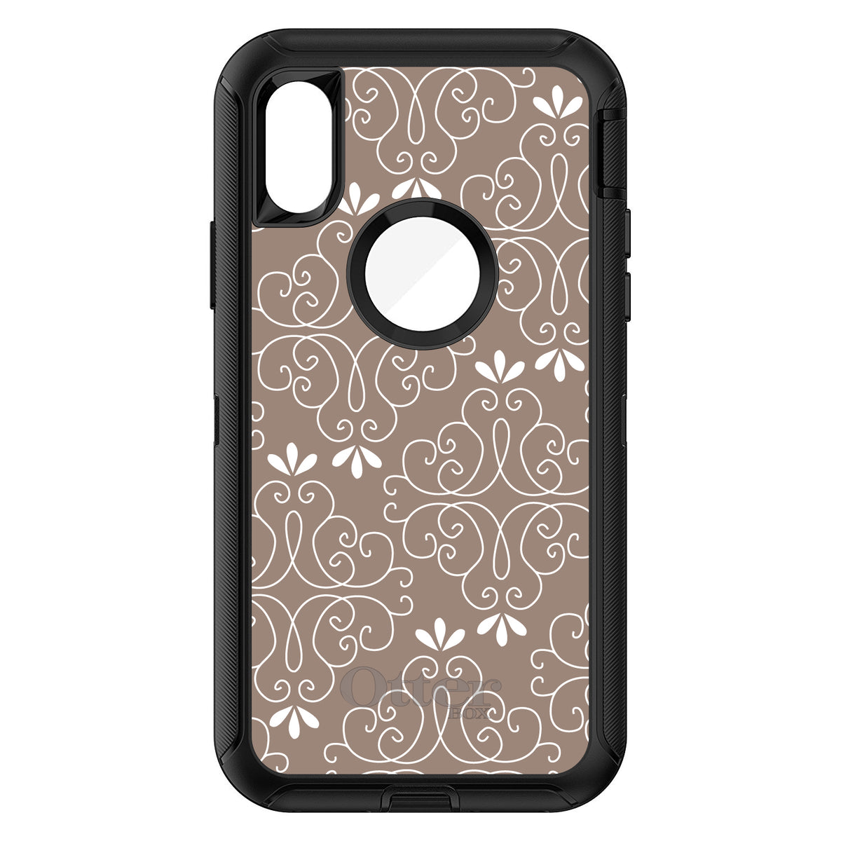 Tan White Floral OtterBox Defender Case for iPhone & Galaxy, view 3