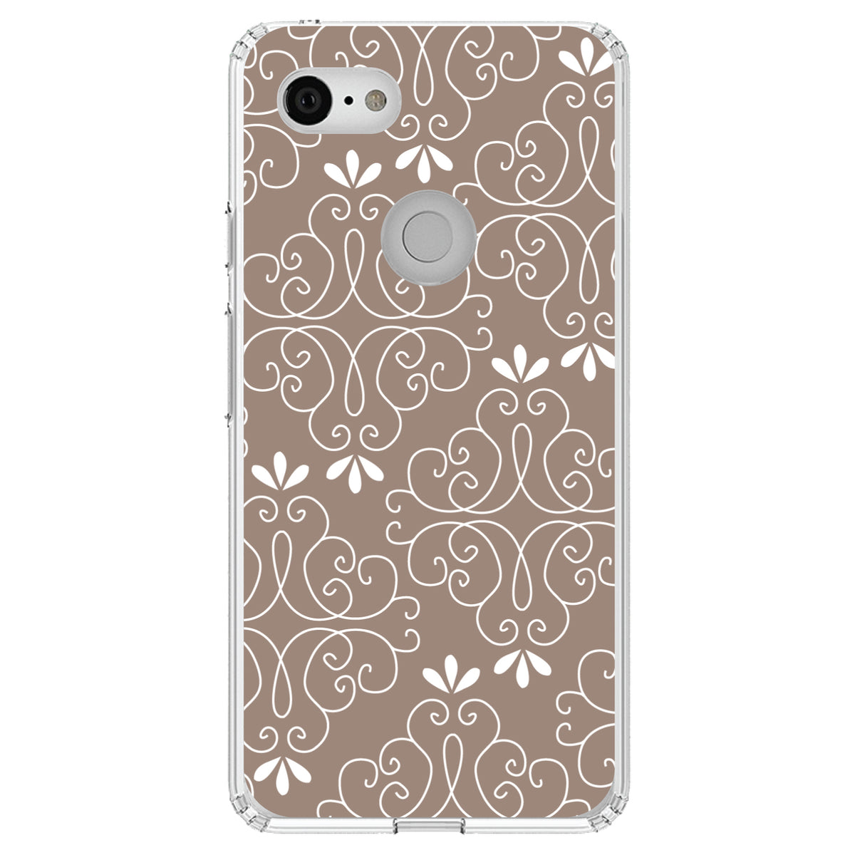 Tan White Floral Clear Shockproof iPhone Case, view 22