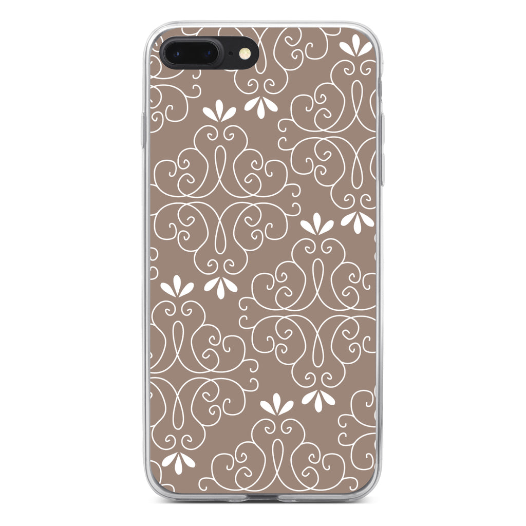 Tan White Floral Clear Shockproof iPhone Case, view 6