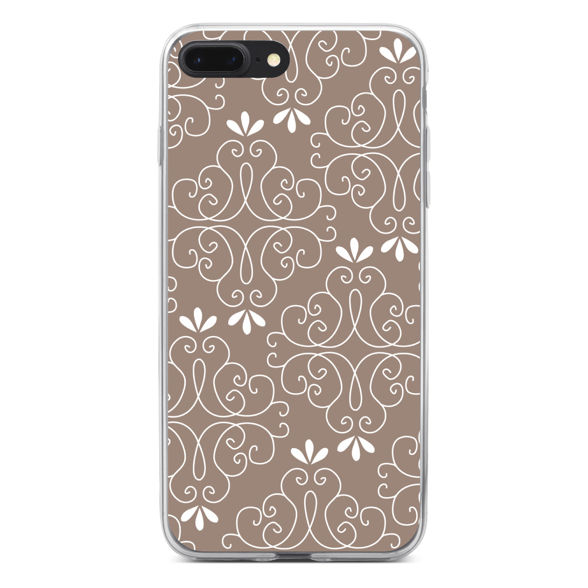 Tan White Floral Clear Shockproof iPhone Case, view 6
