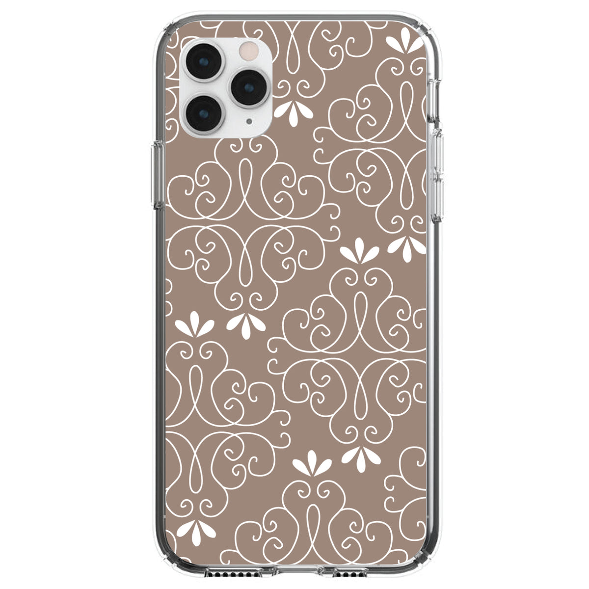 Tan White Floral Clear Shockproof iPhone Case