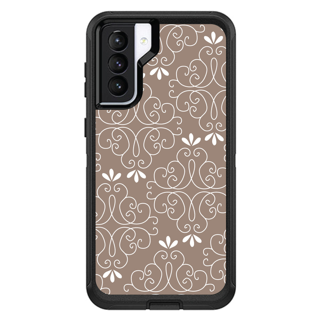 Tan White Floral OtterBox Defender Case for iPhone & Galaxy, view 5