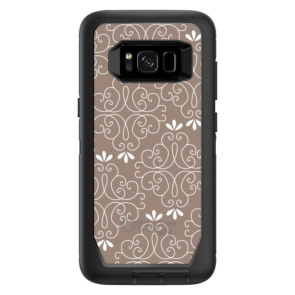Tan White Floral OtterBox Defender Case for iPhone & Galaxy, view 12