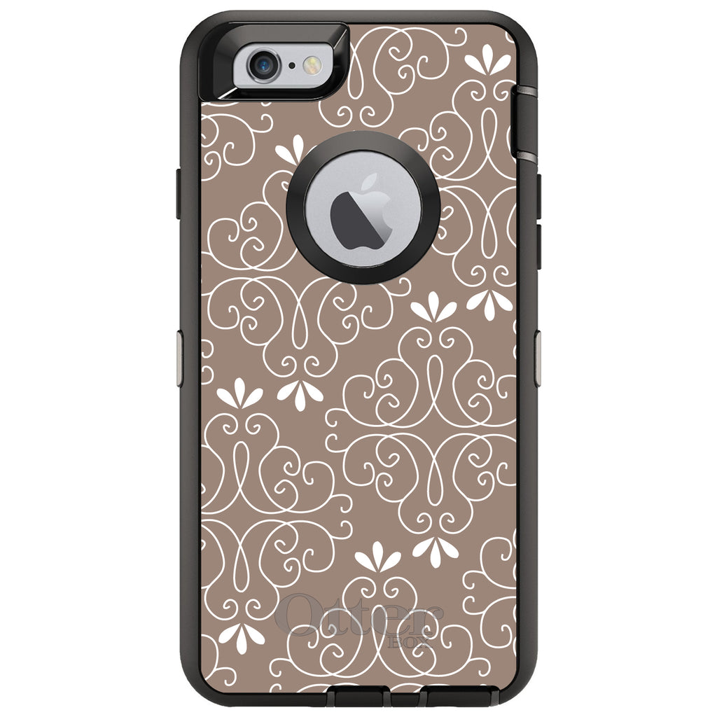 Tan White Floral OtterBox Defender Case for iPhone & Galaxy, view 4