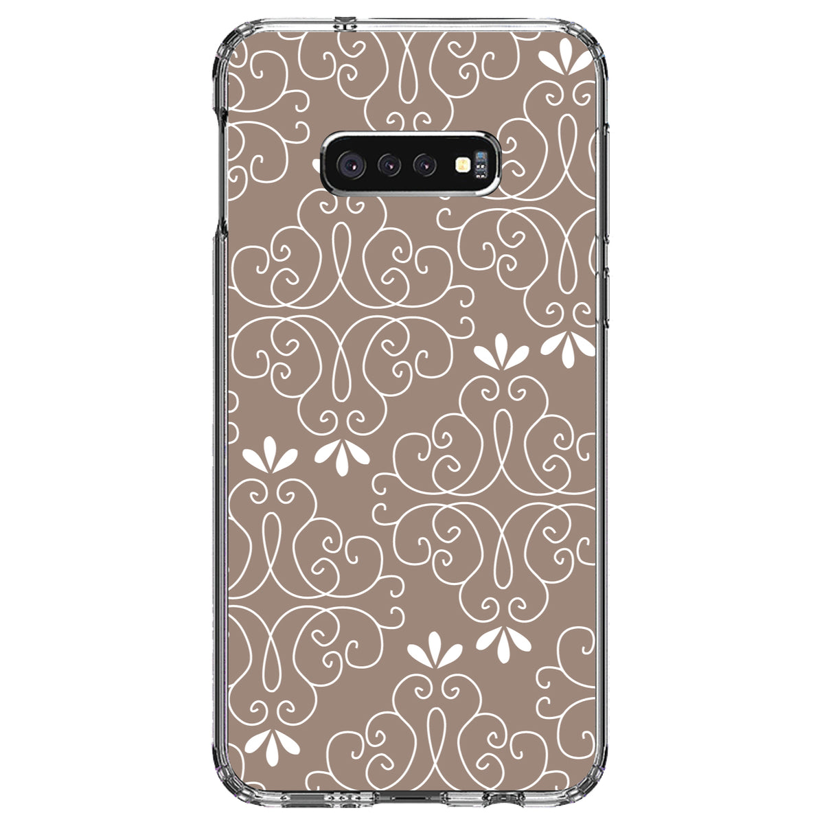 Tan White Floral Clear Shockproof iPhone Case, view 18