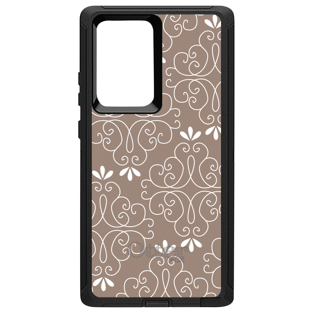 Tan White Floral OtterBox Defender Case for iPhone & Galaxy, view 13