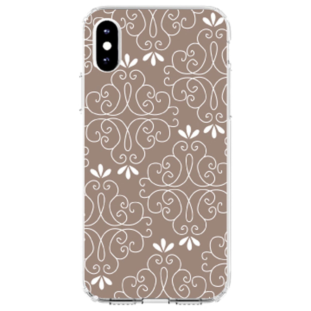 Tan White Floral Clear Shockproof iPhone Case, view 2