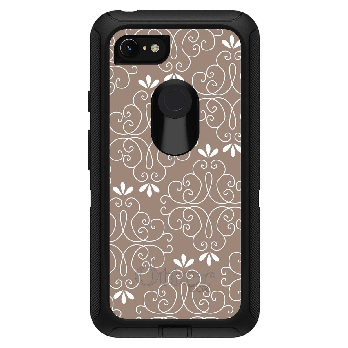 Tan White Floral OtterBox Defender Case for iPhone & Galaxy, view 18