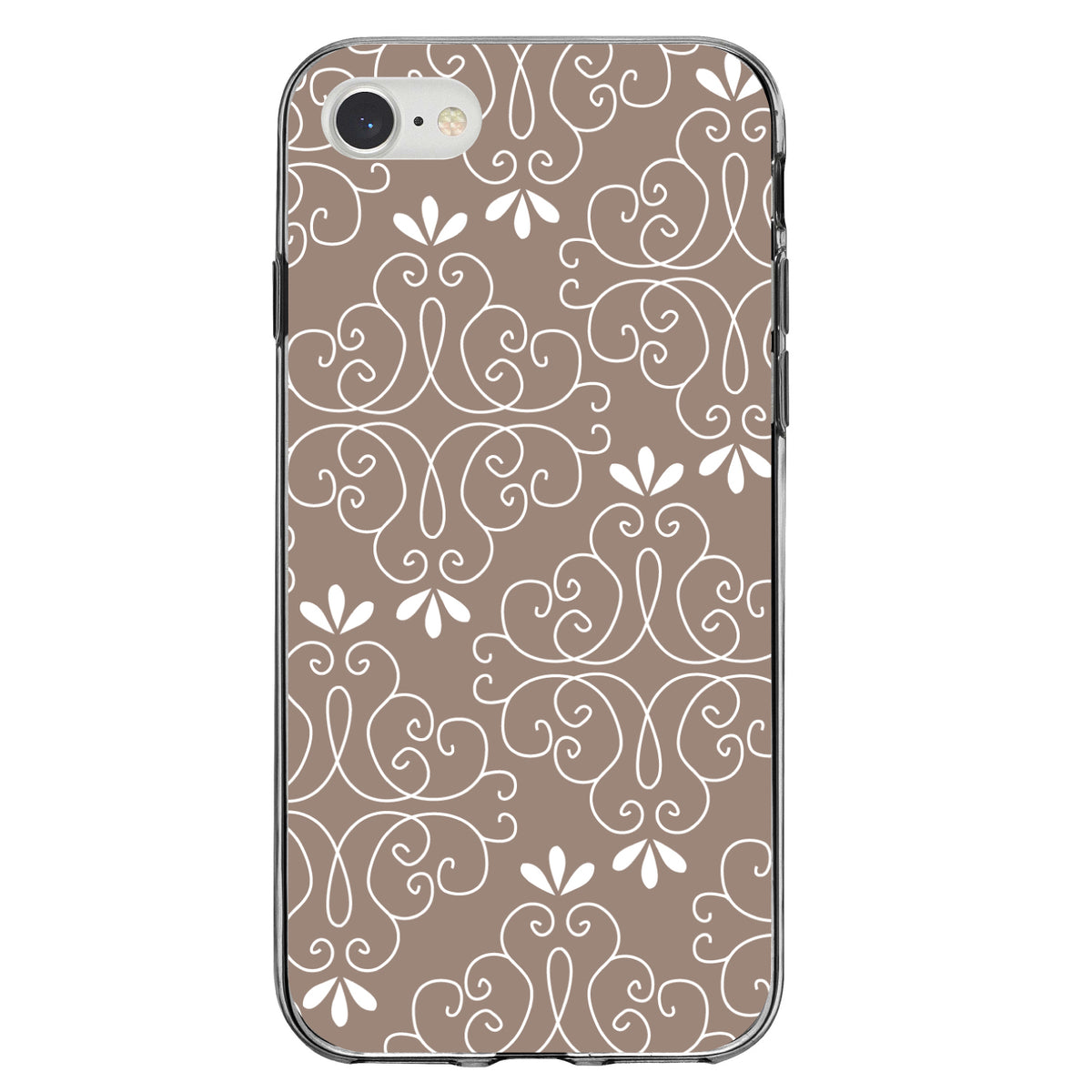 Tan White Floral Clear Shockproof iPhone Case, view 5
