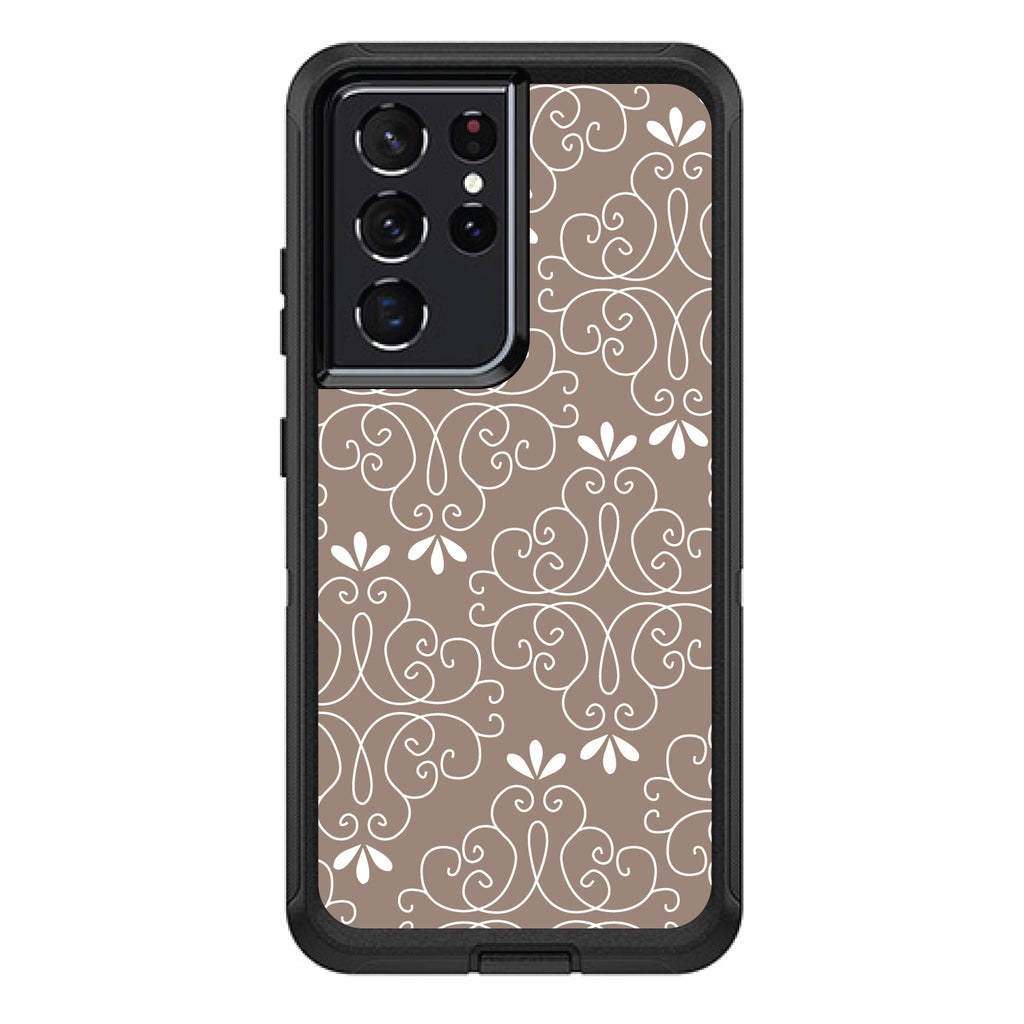 Tan White Floral OtterBox Defender Case for iPhone & Galaxy, view 7