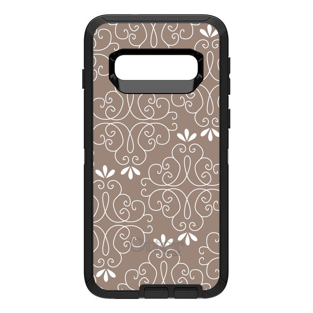 Tan White Floral OtterBox Defender Case for iPhone & Galaxy, view 9
