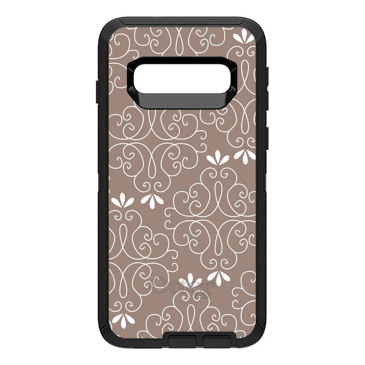 Tan White Floral OtterBox Defender Case for iPhone & Galaxy, view 9