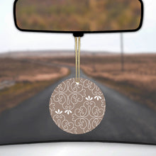 Tan White Floral Ceramic Ornament