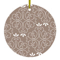 Tan White Floral Ceramic Ornament