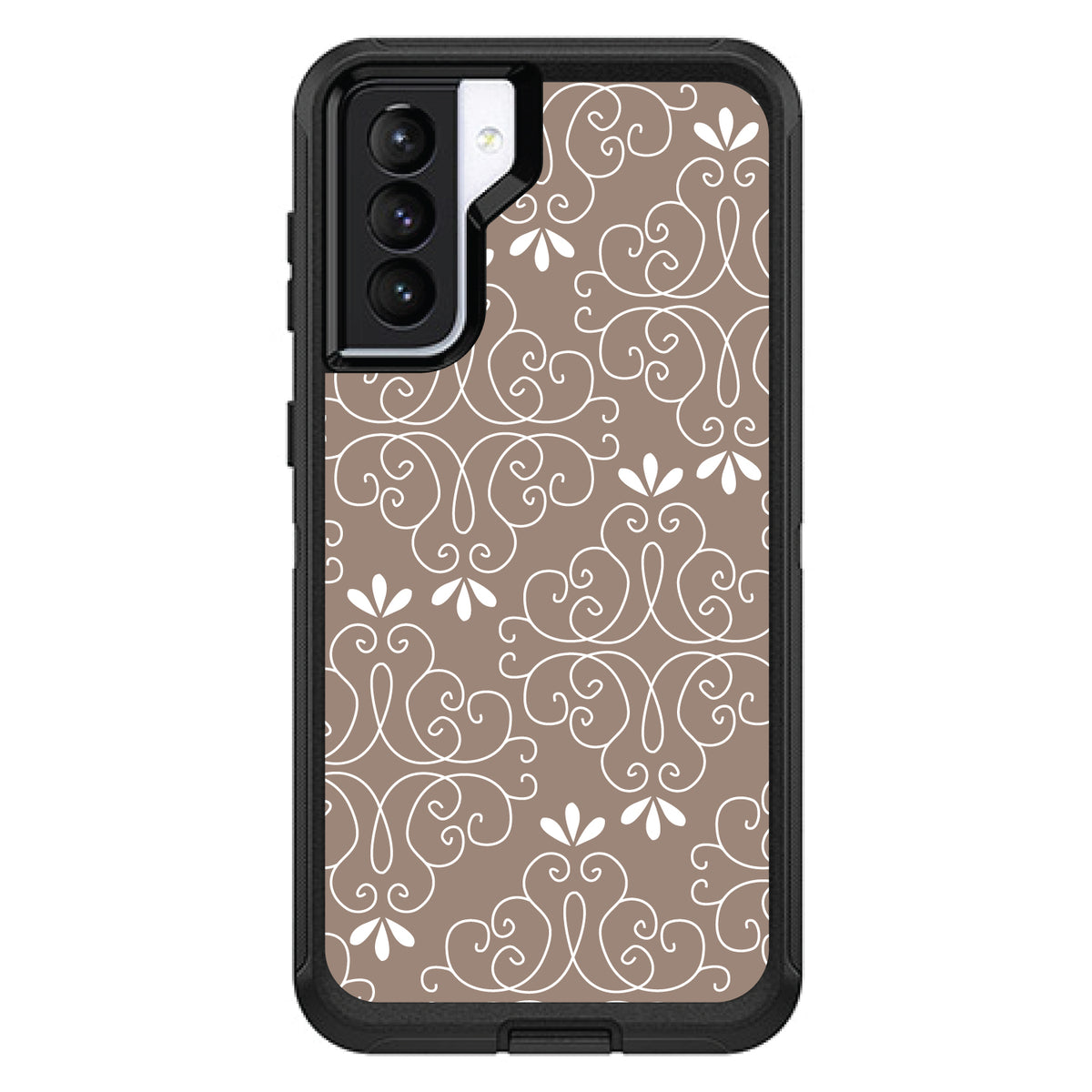 Tan White Floral OtterBox Defender Case for iPhone & Galaxy, view 6