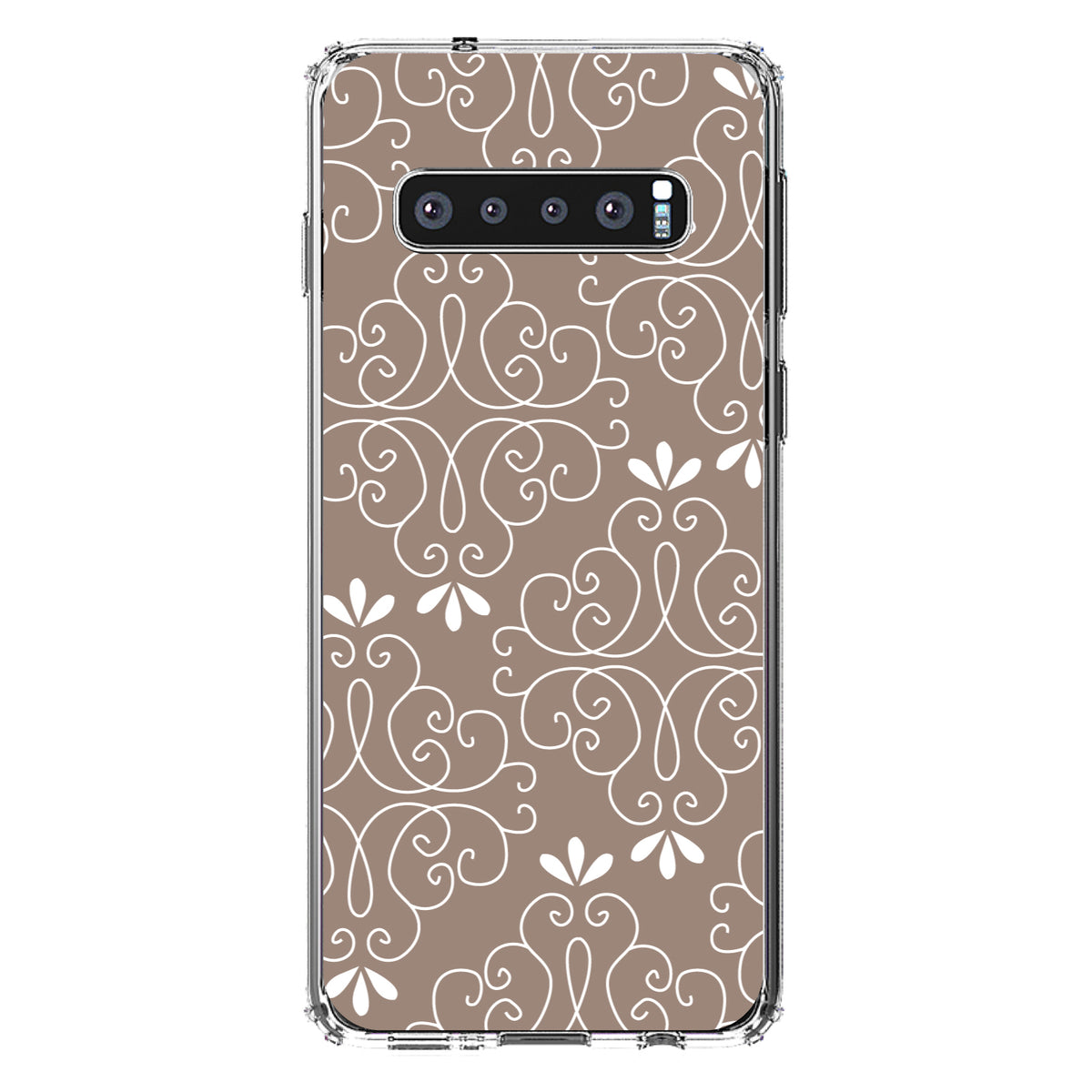 Tan White Floral Clear Shockproof iPhone Case, view 17