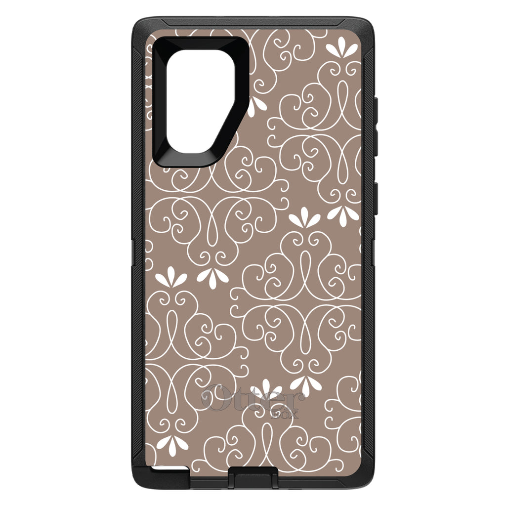 Tan White Floral OtterBox Defender Case for iPhone & Galaxy, view 15