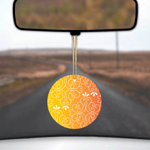 DistinctInk® Hanging Ceramic Christmas Tree Ornament with Gold String - Great Gift / Present - 2 3/4 inch Diameter - Yellow Orange Red Gradient