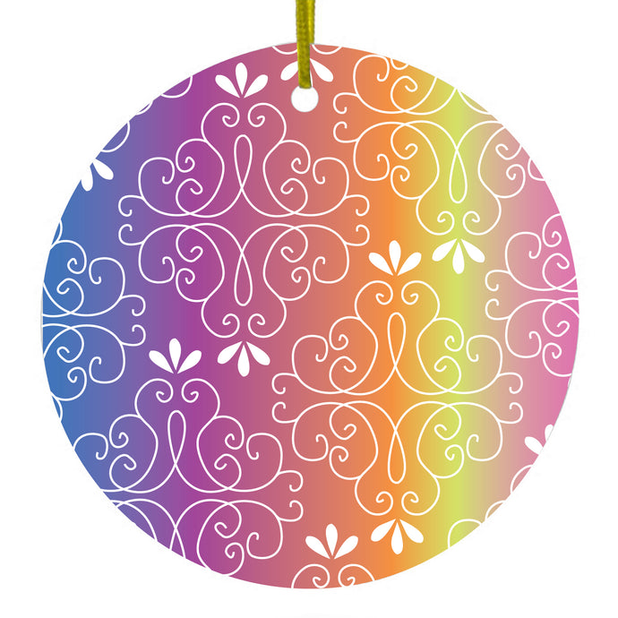 Blue Purple Orange Yellow Pink Gradient Ceramic Ornament