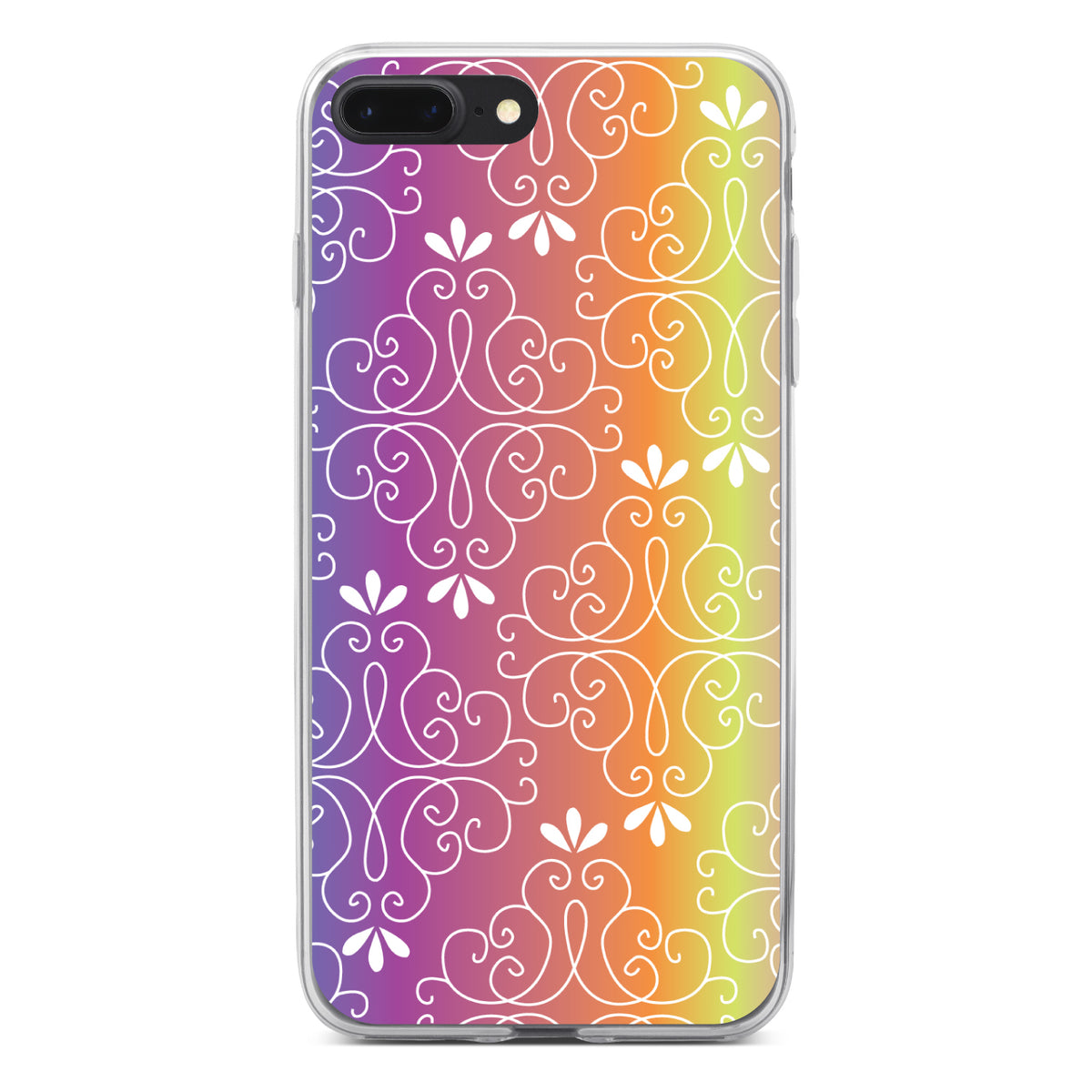 Blue Purple Orange Yellow Pink Gradient Clear Shockproof iPhone Case, view 6