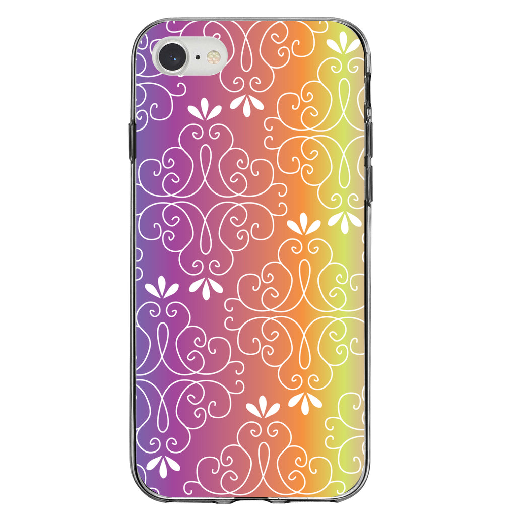 Blue Purple Orange Yellow Pink Gradient Clear Shockproof iPhone Case, view 5