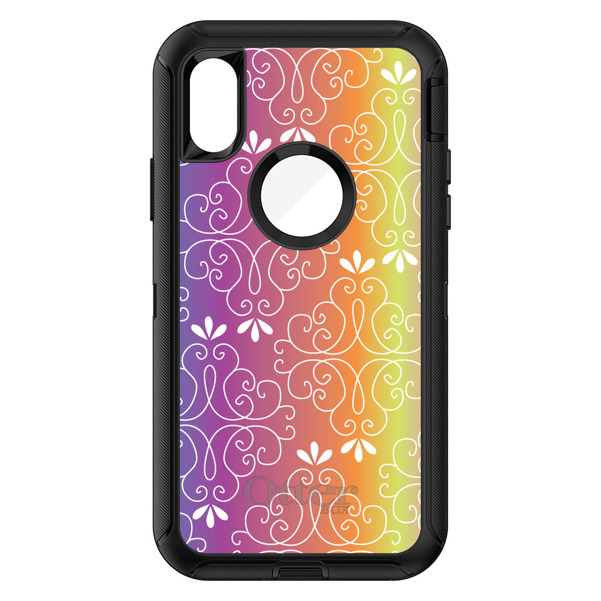 Blue Purple Orange Yellow Pink Gradient OtterBox Defender Case for iPhone & Galaxy, view 3