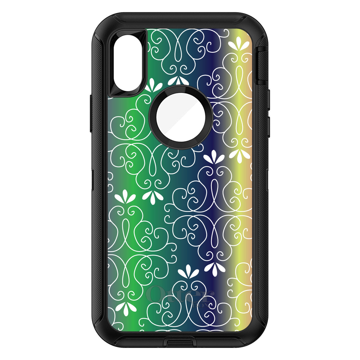 Purple Green Blue Yellow Pink Gradient OtterBox Defender Case for iPhone & Galaxy, view 3