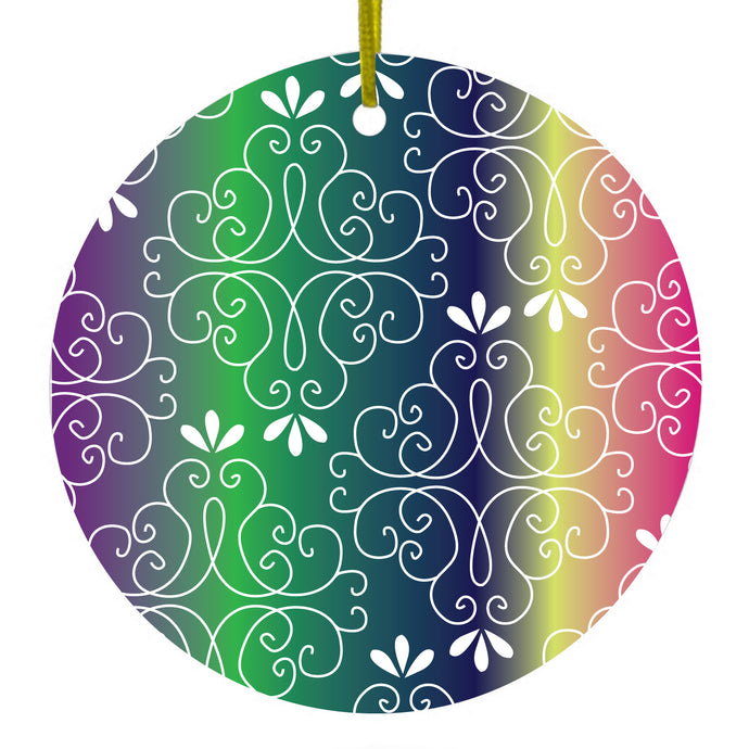 Purple Green Blue Yellow Pink Gradient Ceramic Ornament