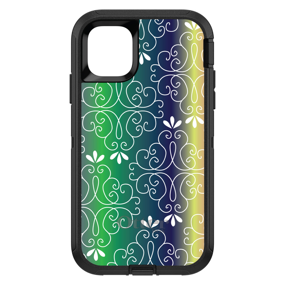 Purple Green Blue Yellow Pink Gradient OtterBox Defender Case for iPhone & Galaxy, view 2
