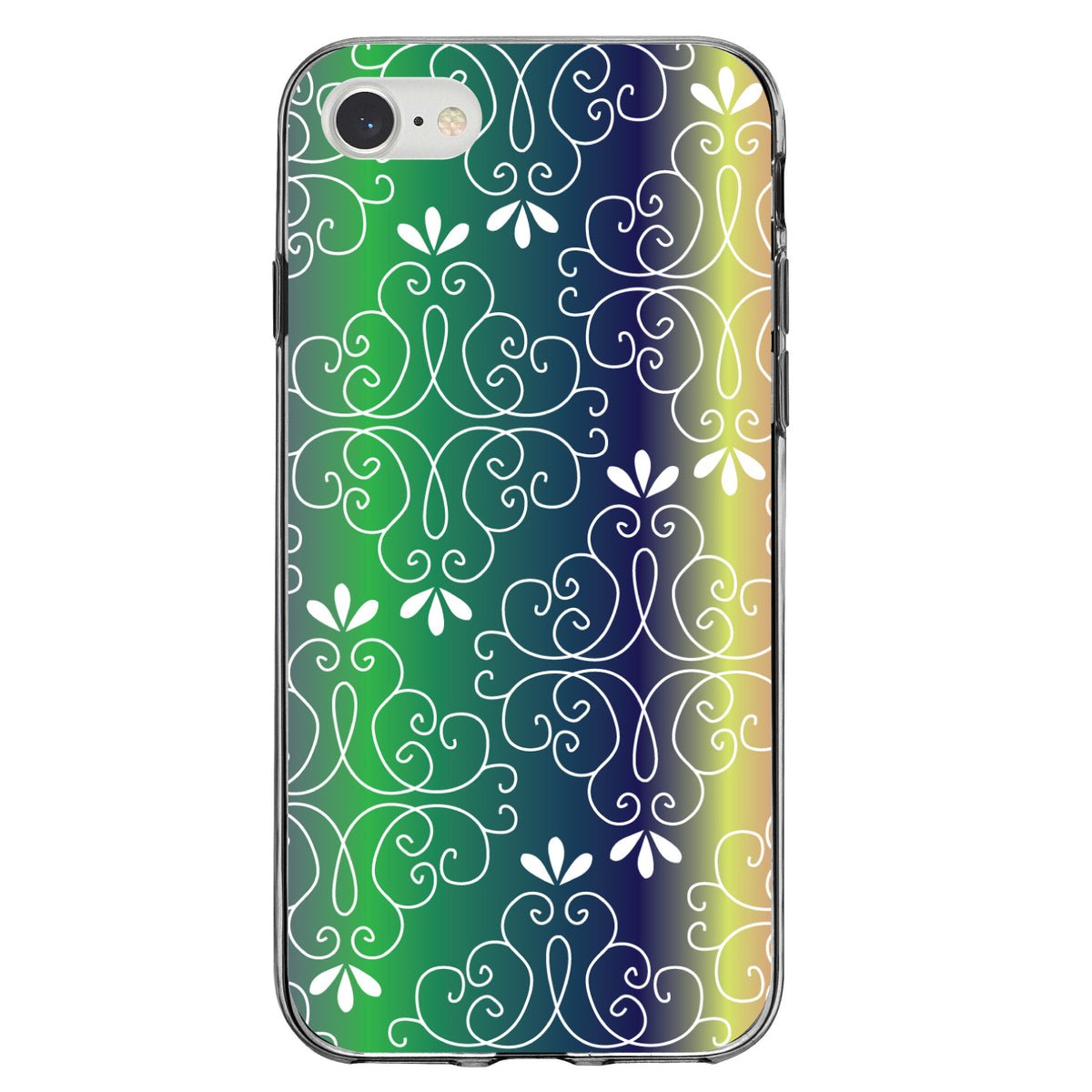 Purple Green Blue Yellow Pink Gradient Clear Shockproof iPhone Case, view 5