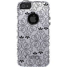 DistinctInk™ OtterBox Commuter Series Case for Apple iPhone or Samsung Galaxy - Black White Floral Pattern