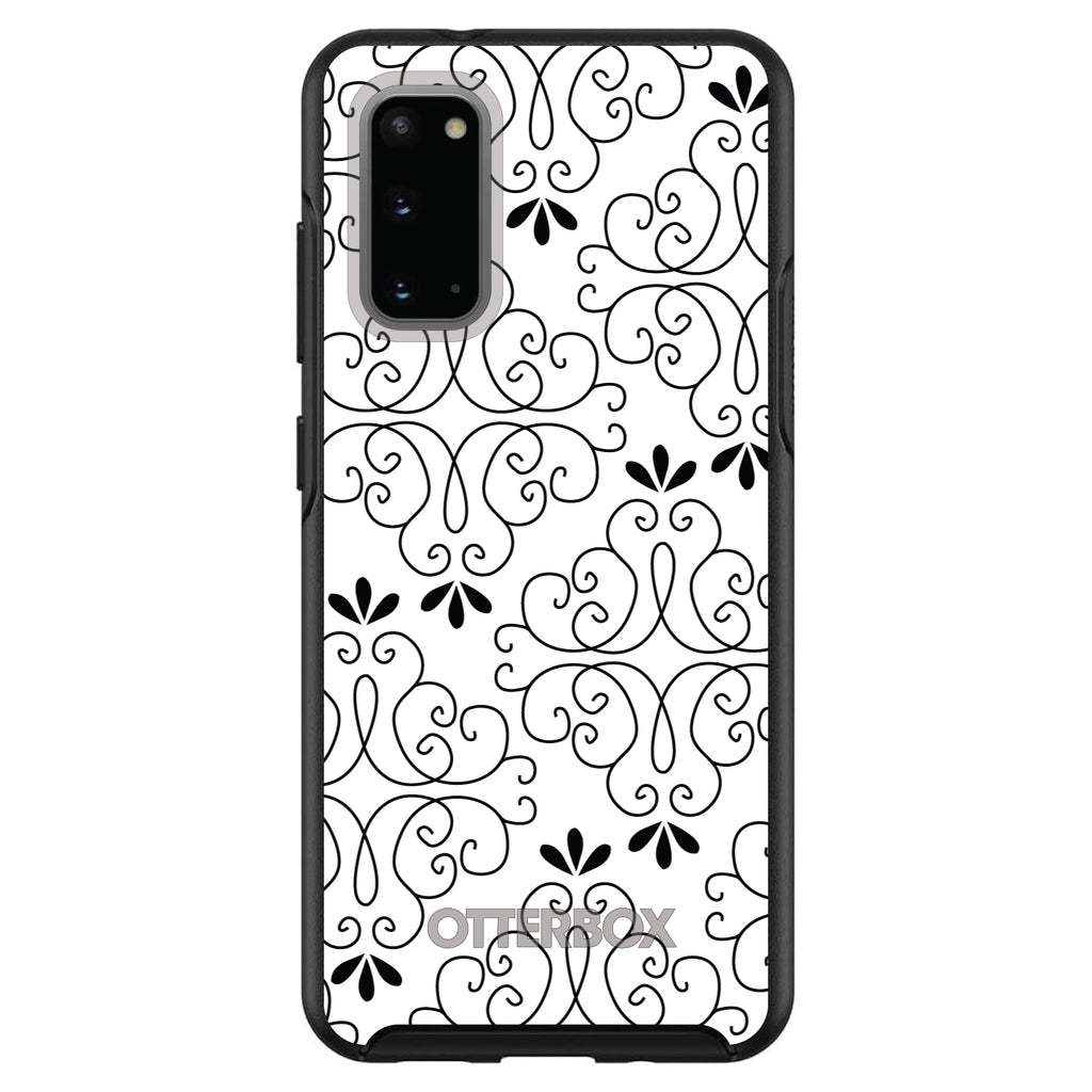 Black White Floral Pattern OtterBox Symmetry Case for iPhone & Galaxy, view 5